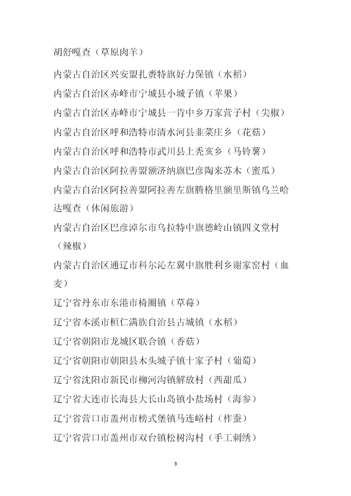 【名單公示】第十一批全國“一村一品”示范村鎮(zhèn)名單公示(圖3)