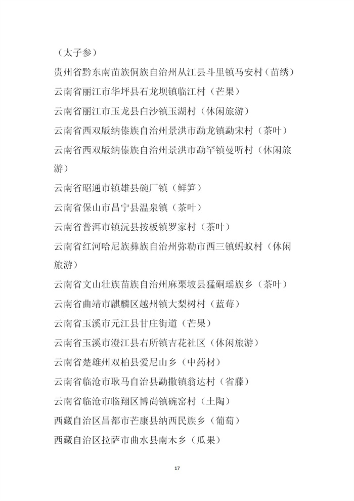 【名單公示】第十一批全國“一村一品”示范村鎮(zhèn)名單公示(圖17)